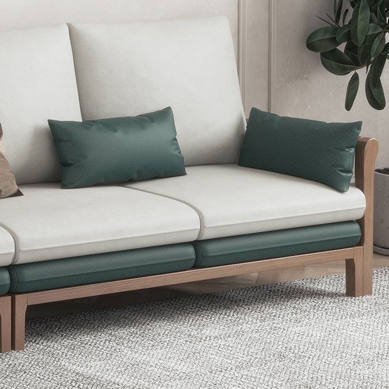 Contemporary Stationary Linen Square Arm Cushion Back Sofa & Chaise