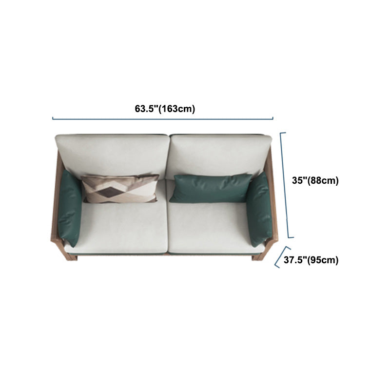 Contemporary Stationary Linen Square Arm Cushion Back Sofa & Chaise