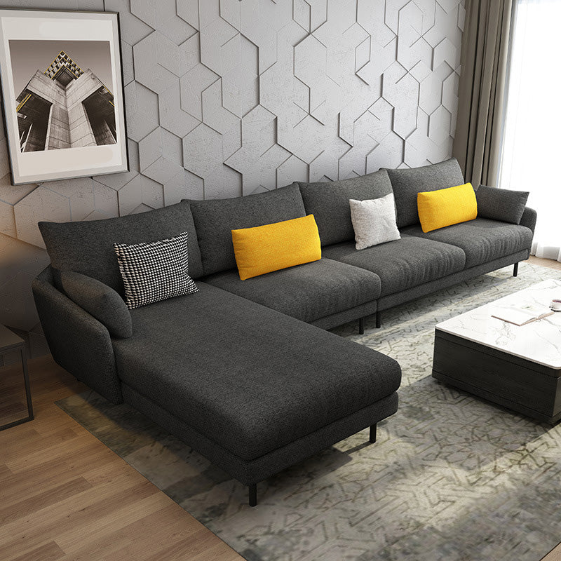 Modern Style Fabric Sofa & Chaise 141.73" W Square Arm Sectional