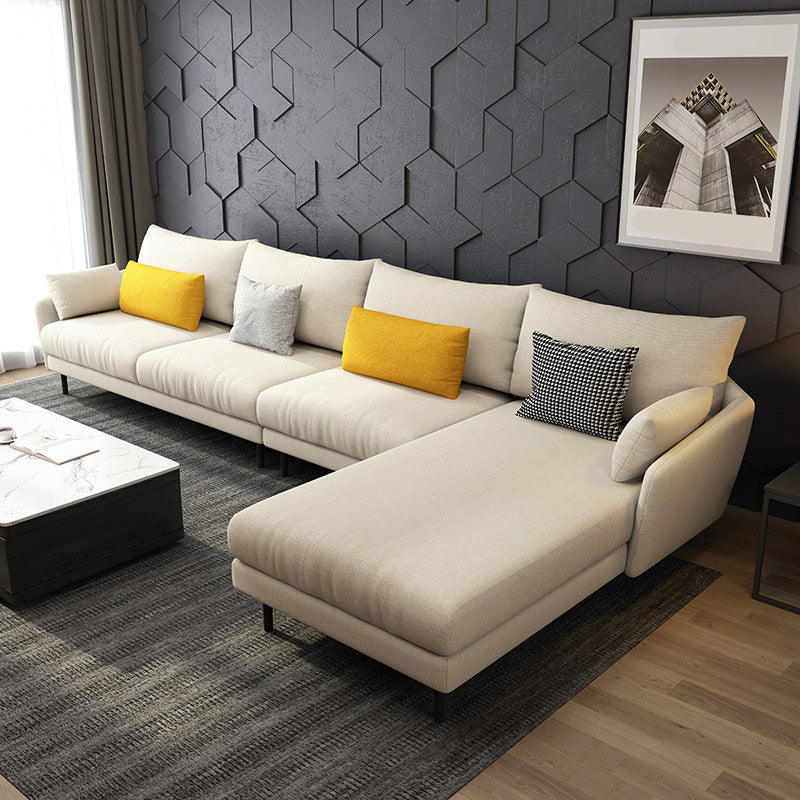 Modern Style Fabric Sofa & Chaise 141.73" W Square Arm Sectional