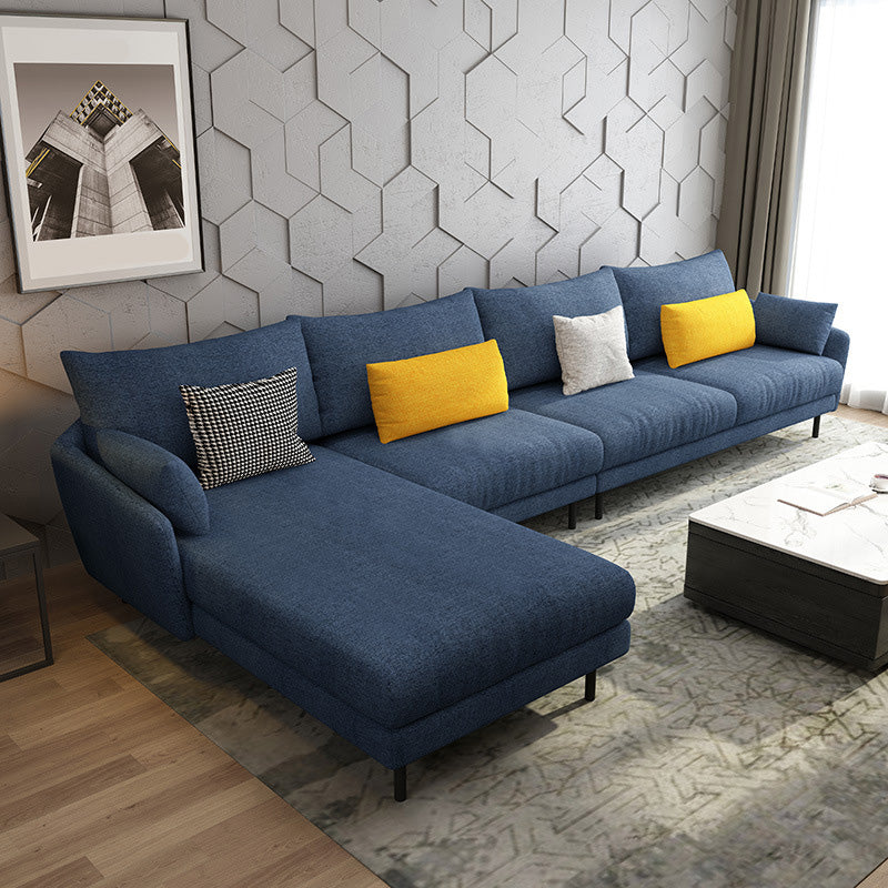 Modern Style Fabric Sofa & Chaise 141.73" W Square Arm Sectional