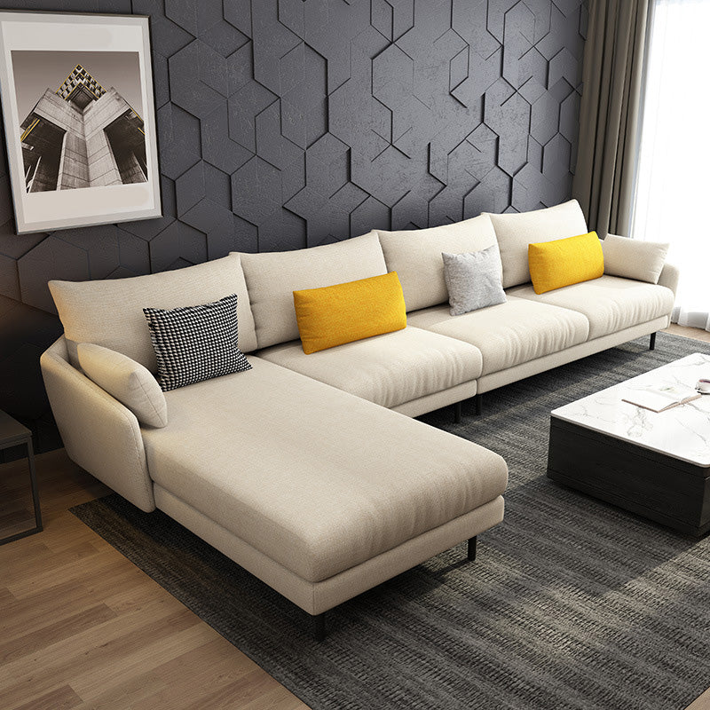 Modern Style Fabric Sofa & Chaise 141.73" W Square Arm Sectional