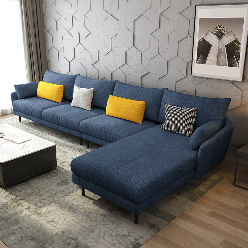 Modern Style Fabric Sofa & Chaise 141.73" W Square Arm Sectional