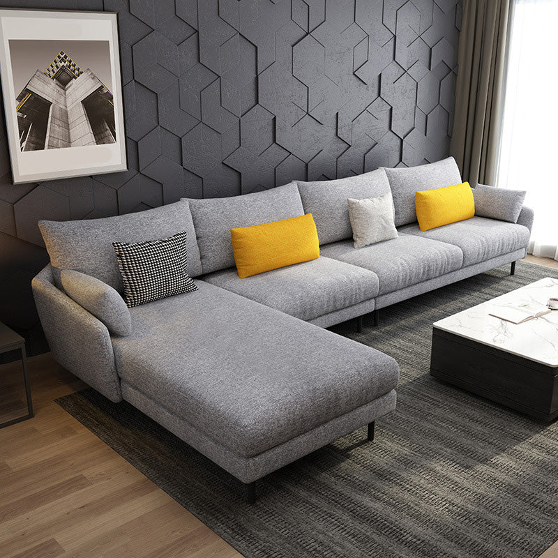 Modern Style Fabric Sofa & Chaise 141.73" W Square Arm Sectional