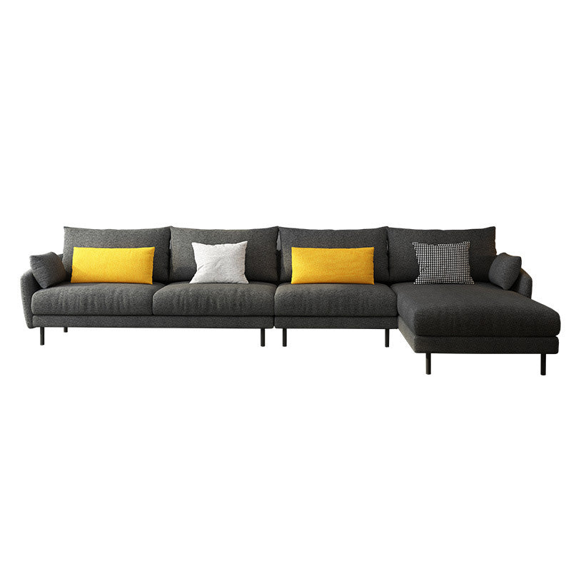 Modern Style Fabric Sofa & Chaise 141.73" W Square Arm Sectional
