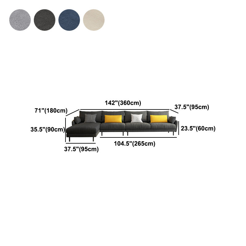 Modern Style Fabric Sofa & Chaise 141.73" W Square Arm Sectional
