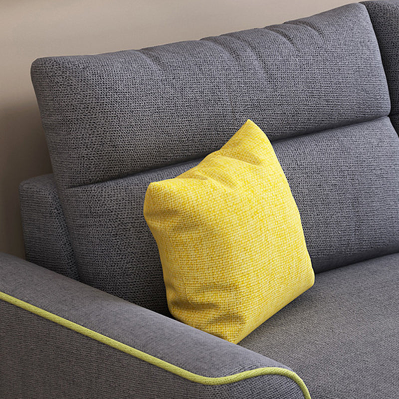 Modern 3-seater Fabric/Faux Leather Sectional Flared Arm Sofa & Chaise