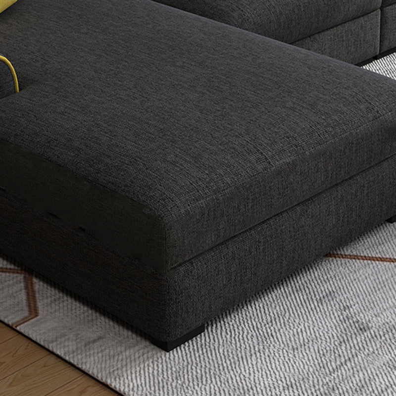 Modern 3-seater Fabric/Faux Leather Sectional Flared Arm Sofa & Chaise