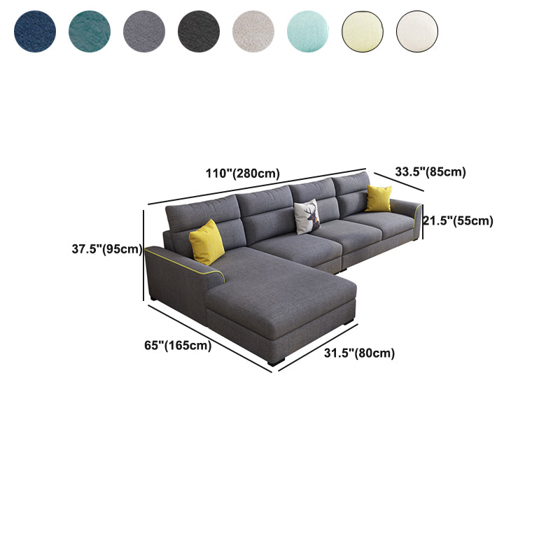 Modern 3-seater Fabric/Faux Leather Sectional Flared Arm Sofa & Chaise