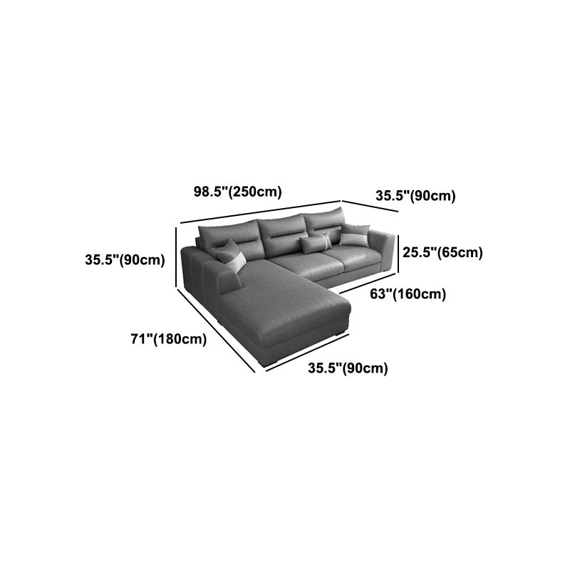 Faux Leather Sectional Stain-Resistant Square Arm Sectional with Pillowed Back Cushions