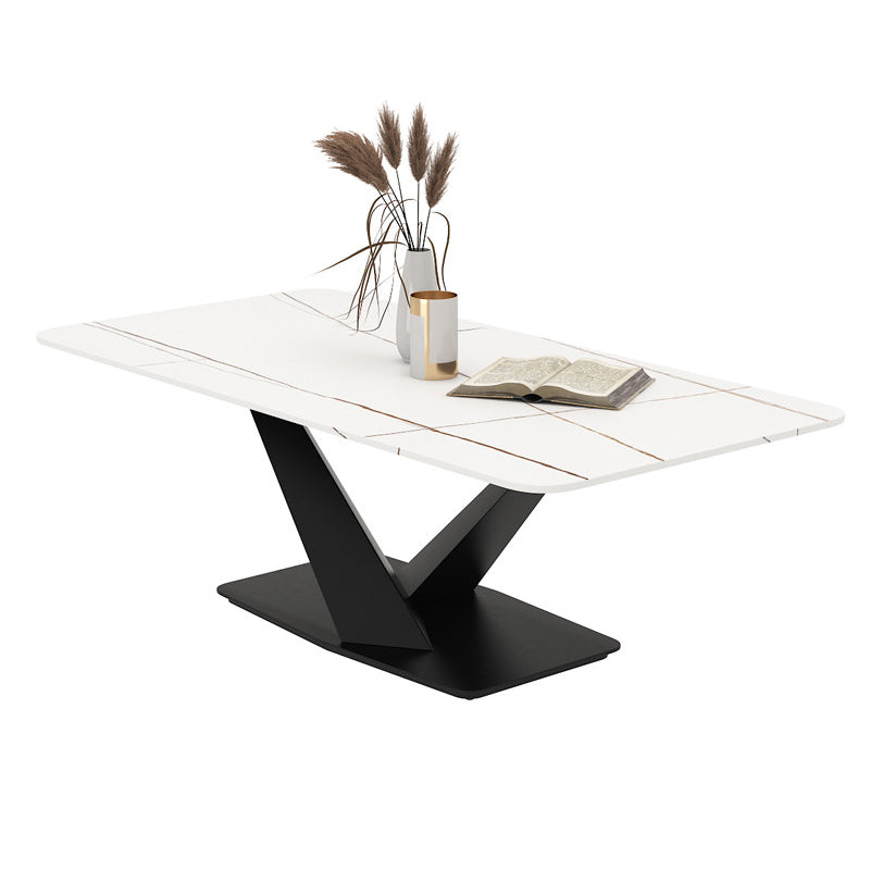 Glam 17.7" H Rectangle Slate Coffee Table Metal Abstract Cocktail Table