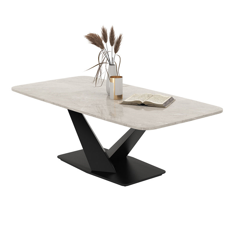 Glam 17.7" H Rectangle Slate Coffee Table Metal Abstract Cocktail Table
