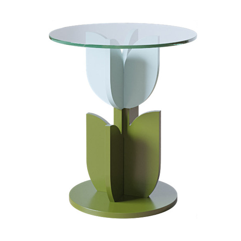 Round/free Shape Square Block Base Glass/solid Wood Table Modern Style Coffee Table