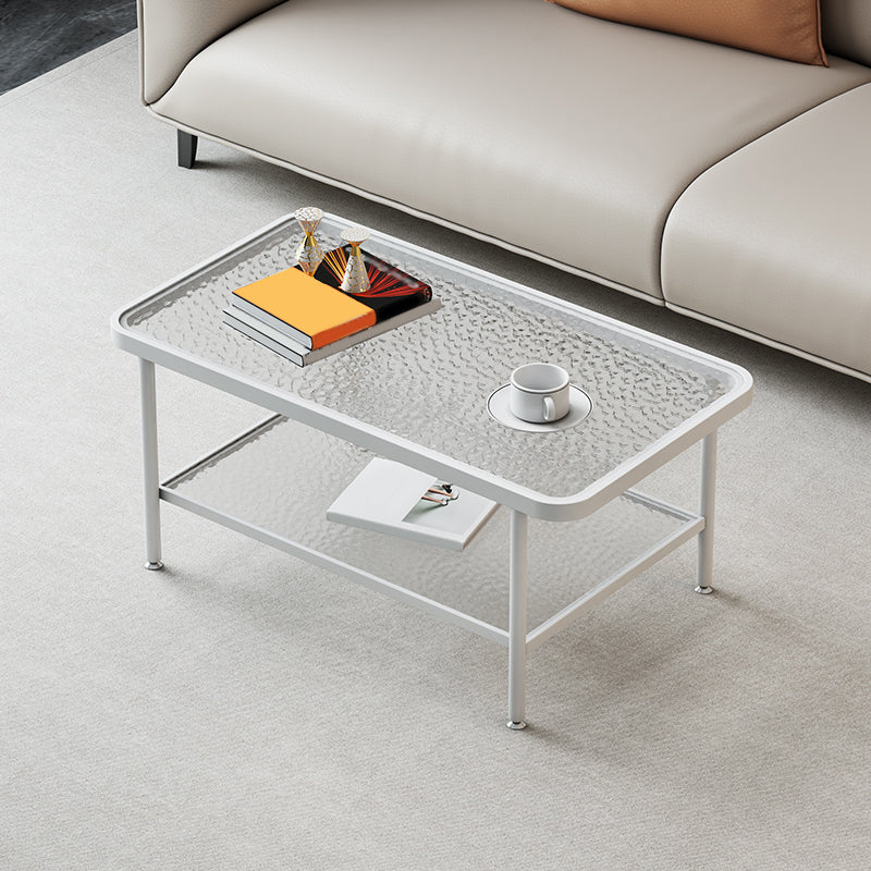 Glass-Topped Cocktail Table Rectangular Coffee Table for Living Room