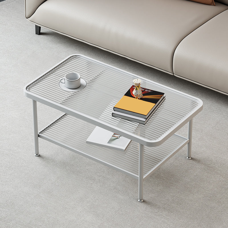 Glass-Topped Cocktail Table Rectangular Coffee Table for Living Room