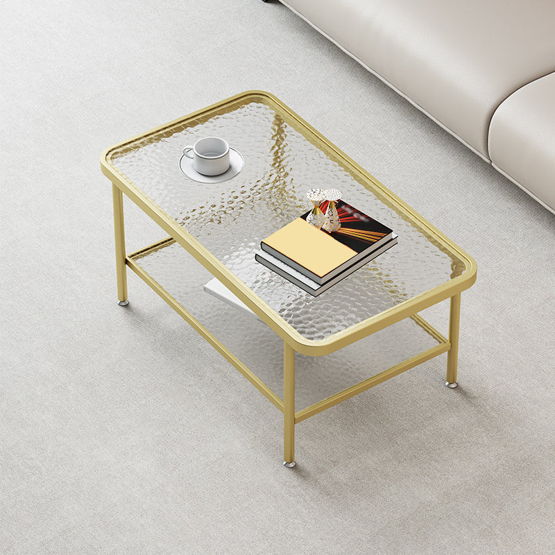 Glass-Topped Cocktail Table Rectangular Coffee Table for Living Room