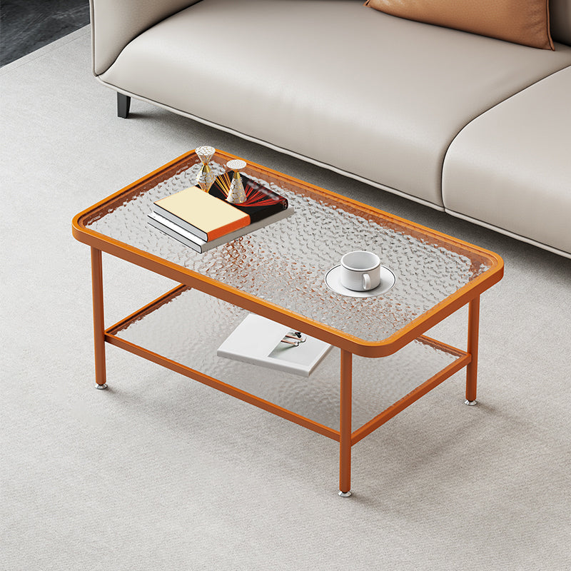 Glass-Topped Cocktail Table Rectangular Coffee Table for Living Room