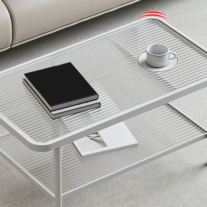 Glass-Topped Cocktail Table Rectangular Coffee Table for Living Room