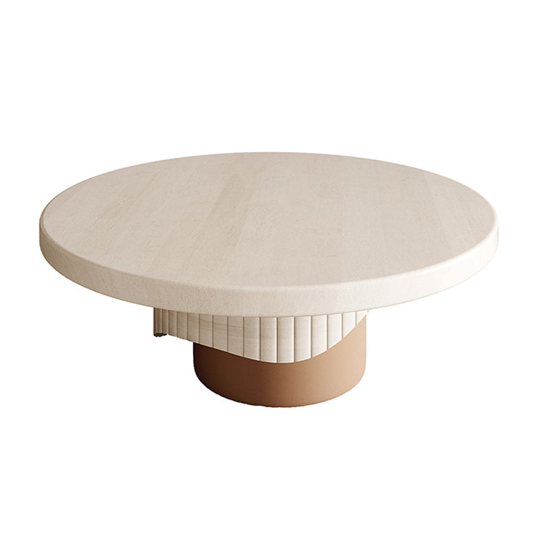 Scandinavian Round Wood Coffee Table Pedestal Cocktail Table