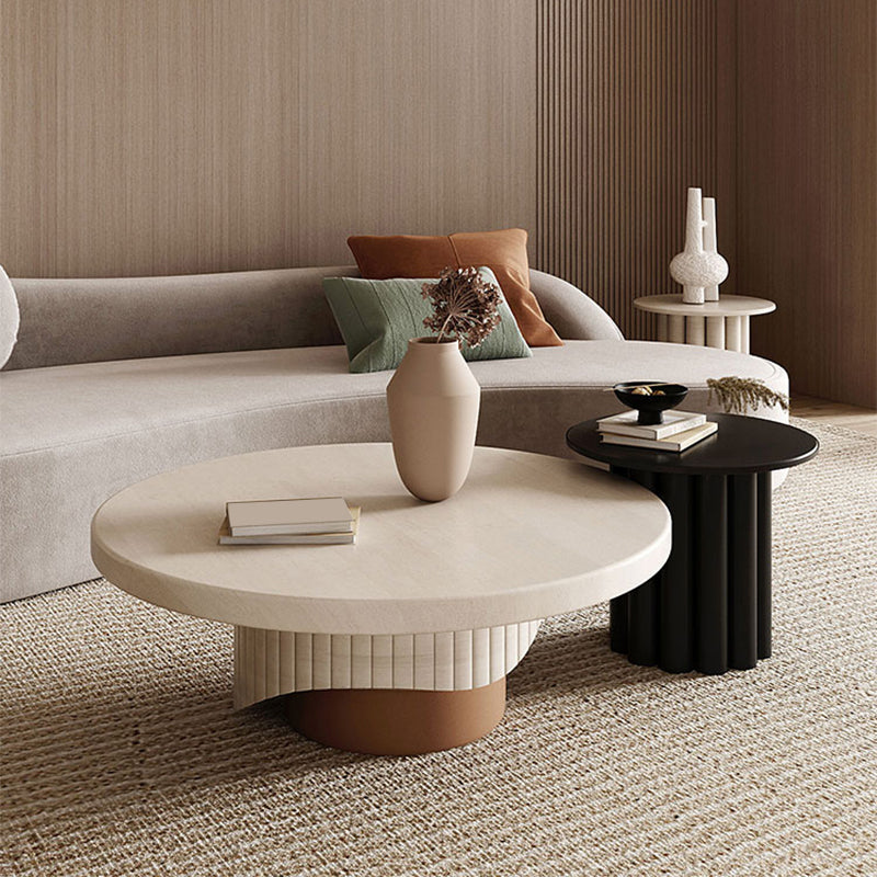 Scandinavian Round Wood Coffee Table Pedestal Cocktail Table