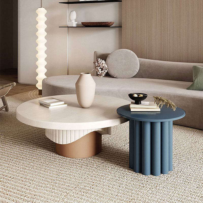 Scandinavian Round Wood Coffee Table Pedestal Cocktail Table