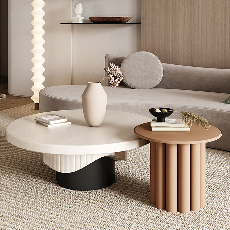 Scandinavian Round Wood Coffee Table Pedestal Cocktail Table