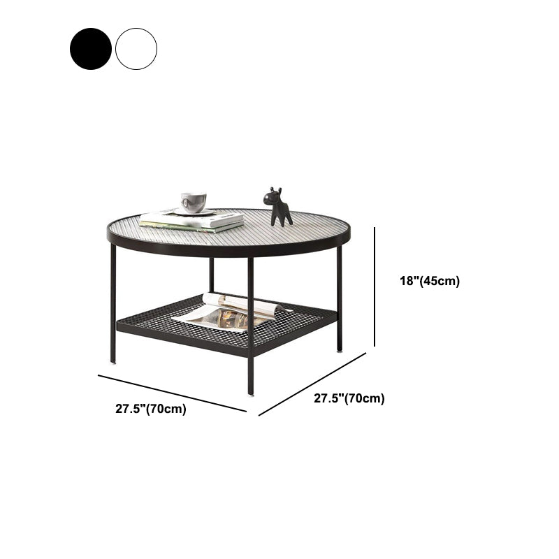 4 Legs Base Design Round Glass Table Modern Style Coffee Table