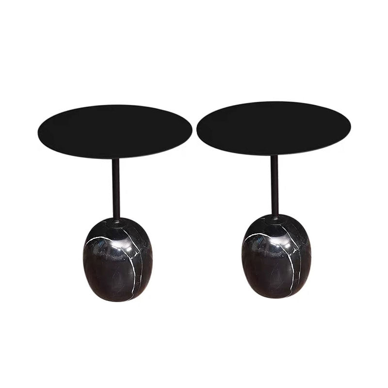 Round Metal Table Marble Pedestal Base Medieval Modern Style Side Table