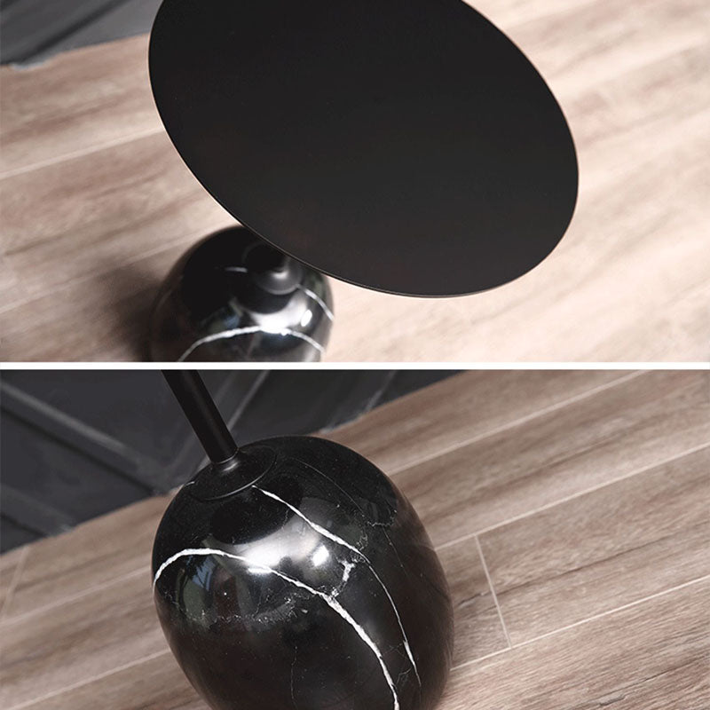 Round Metal Table Marble Pedestal Base Medieval Modern Style Side Table