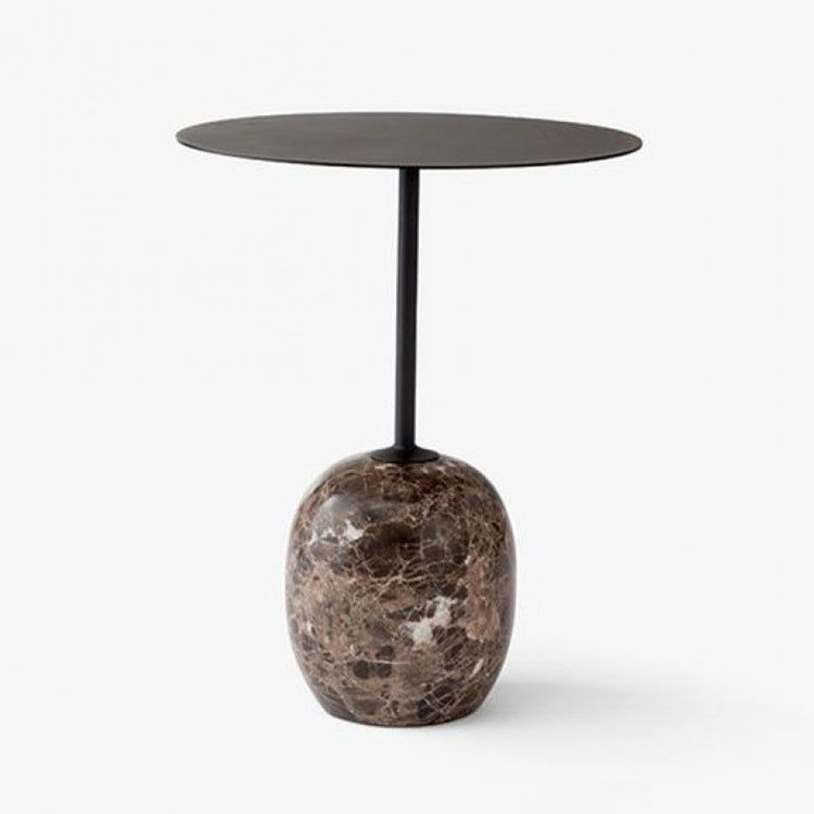 Round Metal Table Marble Pedestal Base Medieval Modern Style Side Table