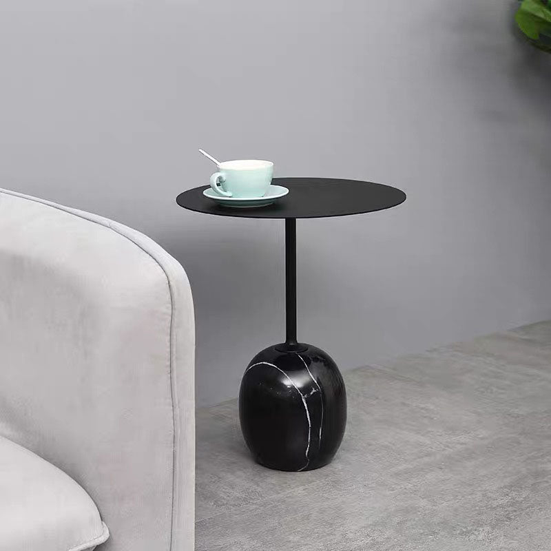 Round Metal Table Marble Pedestal Base Medieval Modern Style Side Table