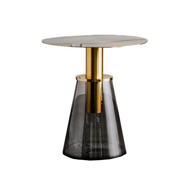 Round Metal/glass Table with Pedestal Base Base Mid-century Modern Side Table