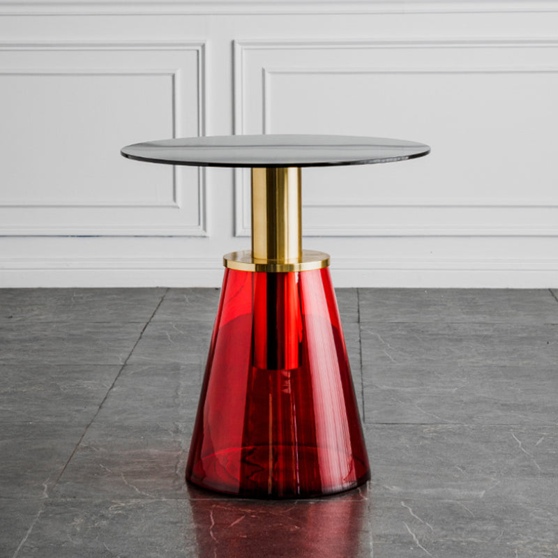 Round Metal/glass Table with Pedestal Base Base Mid-century Modern Side Table