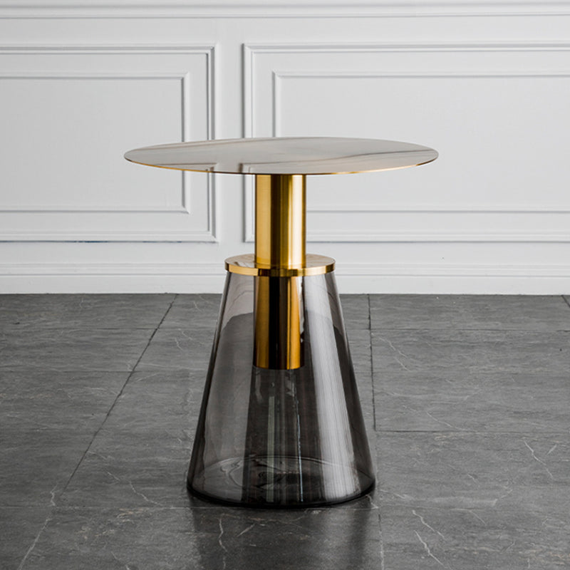 Round Metal/glass Table with Pedestal Base Base Mid-century Modern Side Table