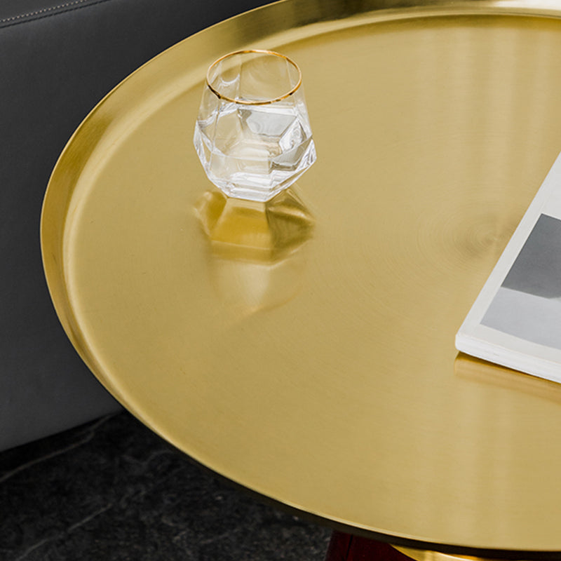 Round Metal/glass Table with Pedestal Base Base Mid-century Modern Side Table