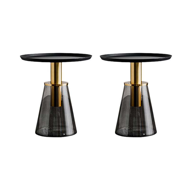 Round Metal/glass Table with Pedestal Base Base Mid-century Modern Side Table