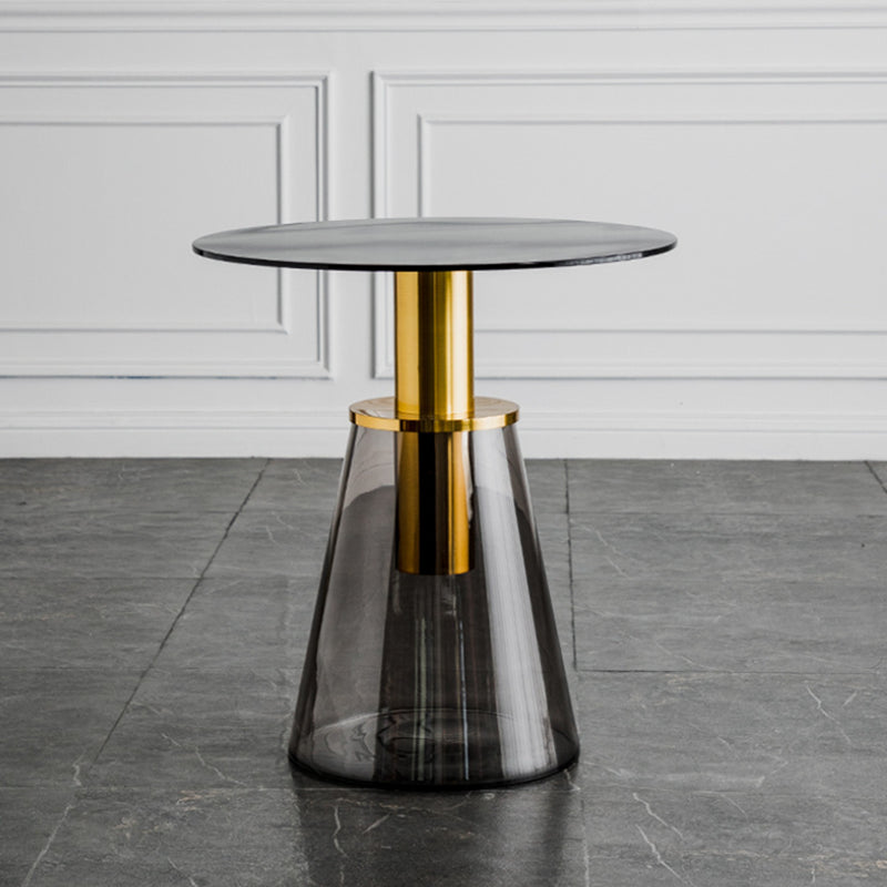 Round Metal/glass Table with Pedestal Base Base Mid-century Modern Side Table