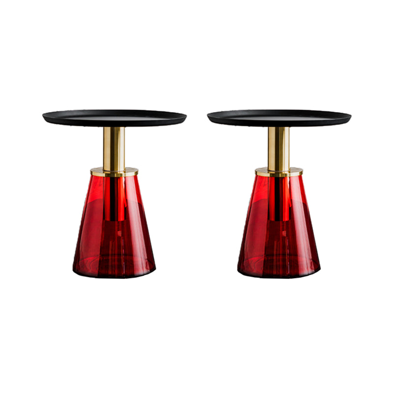 Round Metal/glass Table with Pedestal Base Base Mid-century Modern Side Table