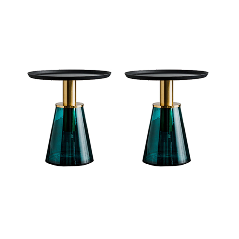 Round Metal/glass Table with Pedestal Base Base Mid-century Modern Side Table