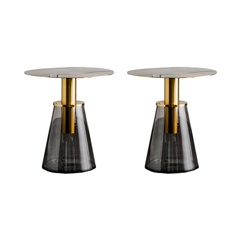 Round Metal/glass Table with Pedestal Base Base Mid-century Modern Side Table