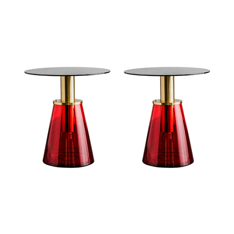 Round Metal/glass Table with Pedestal Base Base Mid-century Modern Side Table