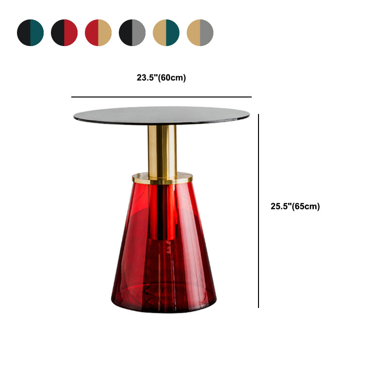 Round Metal/glass Table with Pedestal Base Base Mid-century Modern Side Table