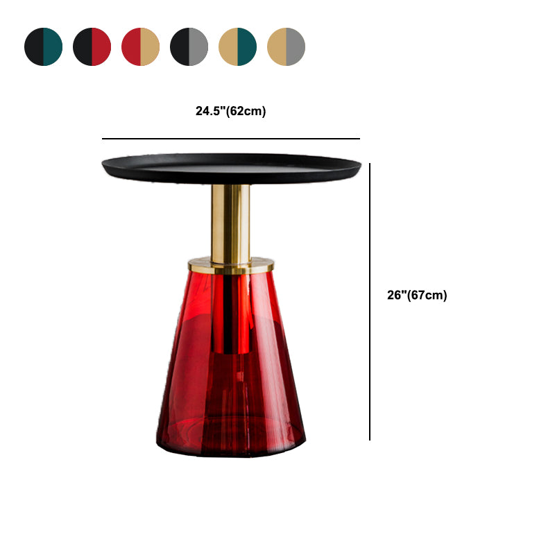 Round Metal/glass Table with Pedestal Base Base Mid-century Modern Side Table