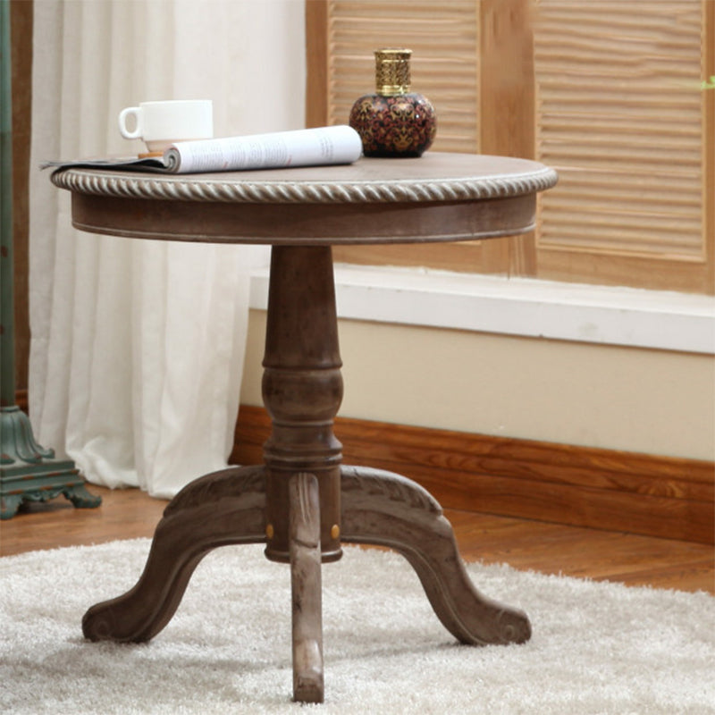 French Country Style Round Old Solid Wood Table 3 Legs Coffee Table