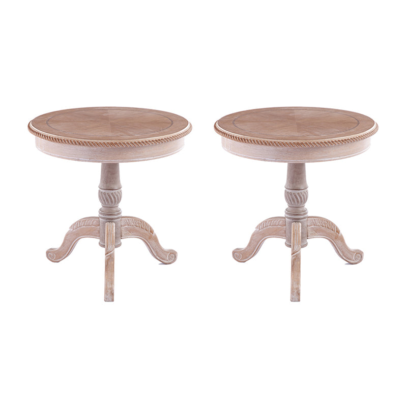 French Country Style Round Old Solid Wood Table 3 Legs Coffee Table