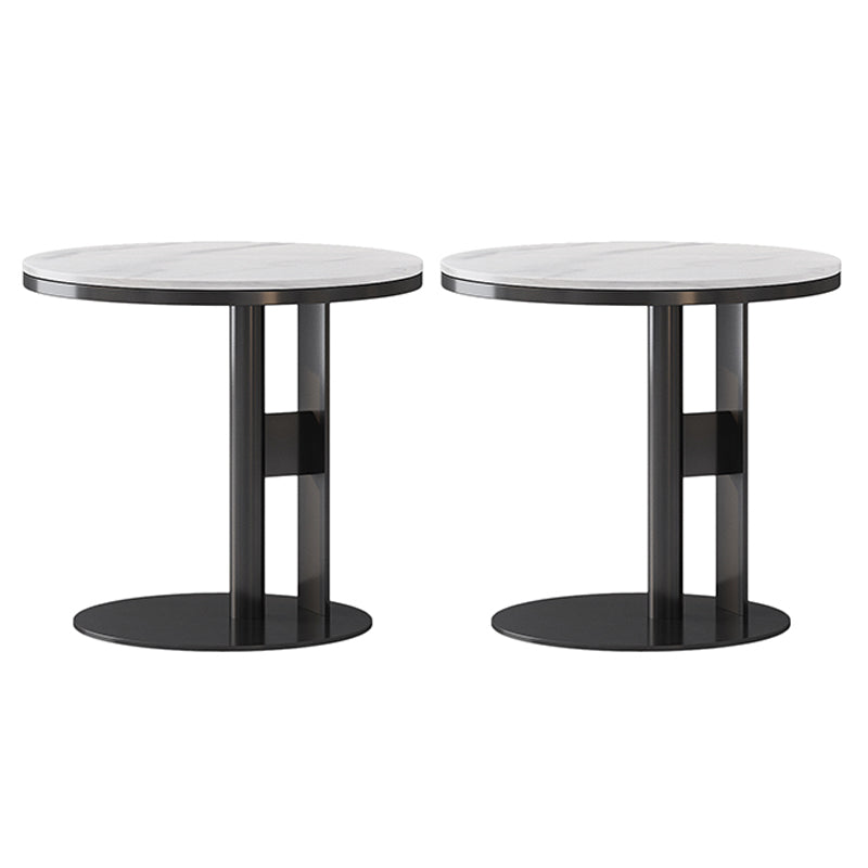 19.6" Tall Modern Round Slate Top Side Table Iron Abstract End Table