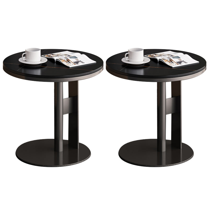 19.6" Tall Modern Round Slate Top Side Table Iron Abstract End Table