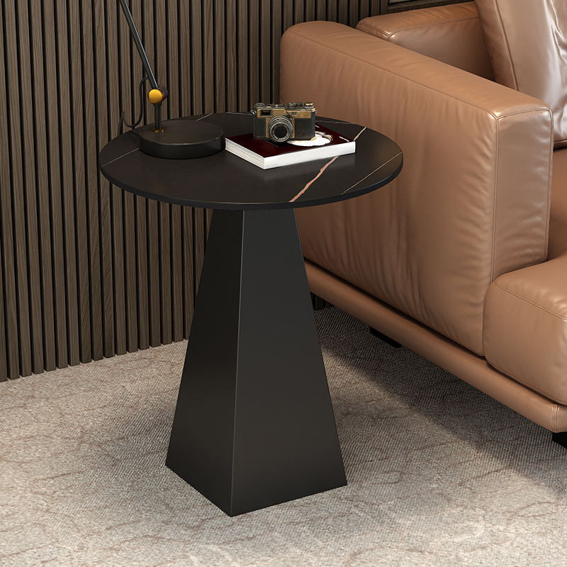 19.6"/23.6" Wide Modern Slate Round Side Table Pedestal End Table
