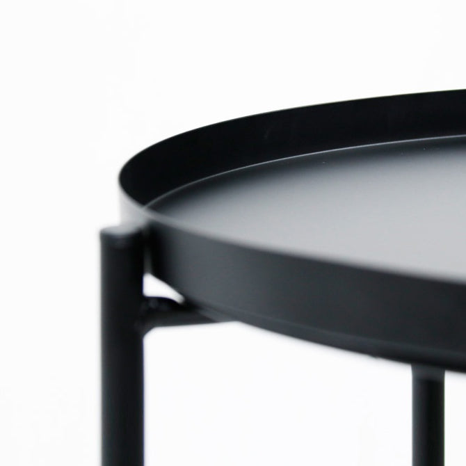 Mid-Century Metal Round Side Table Cross Legs Dia 17.72" End Table