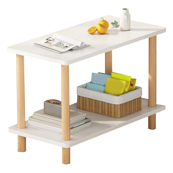 Modern Wooden 4 Legs End Table Rectangular Table with Storage